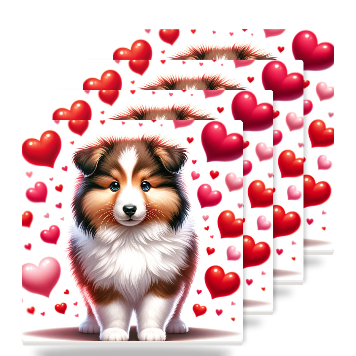 Shetland Sheepdog ceramic coasters set of 4
