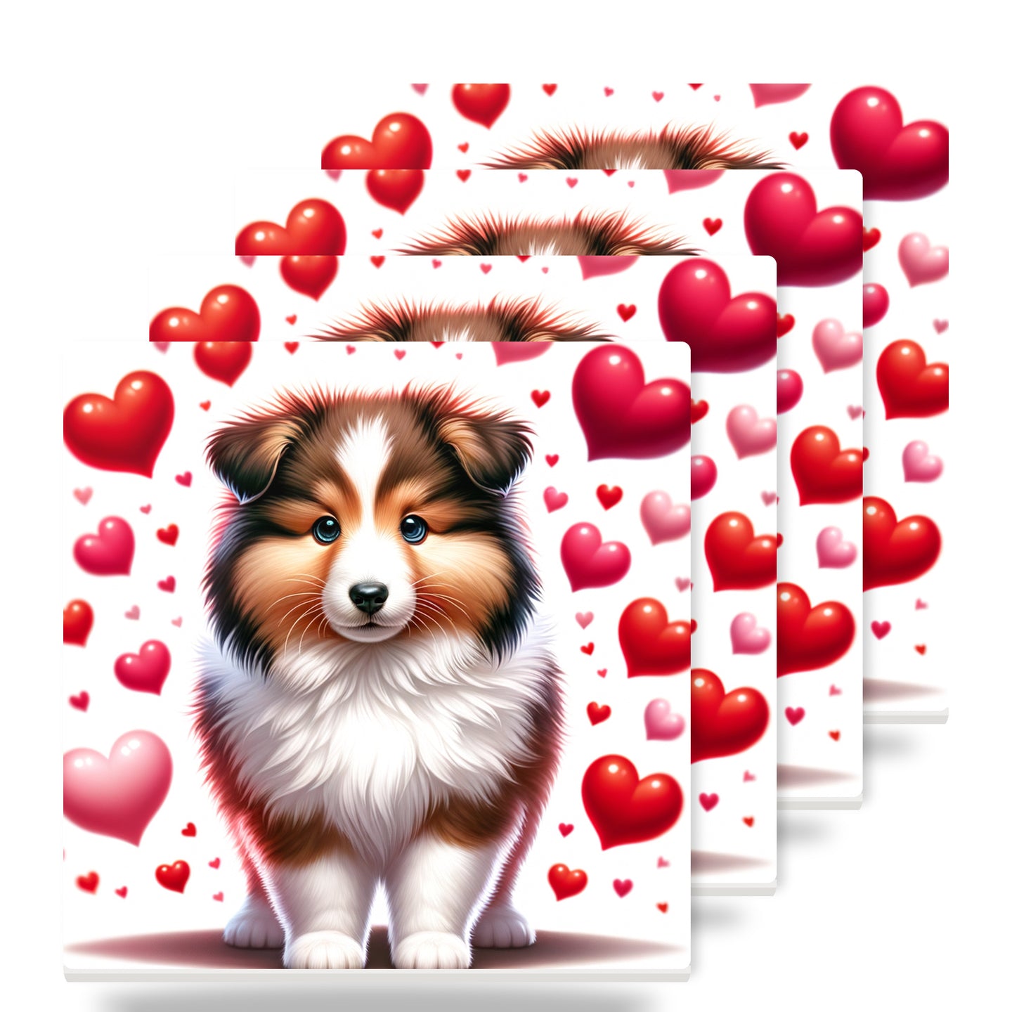 Shetland Sheepdog ceramic coasters set of 4