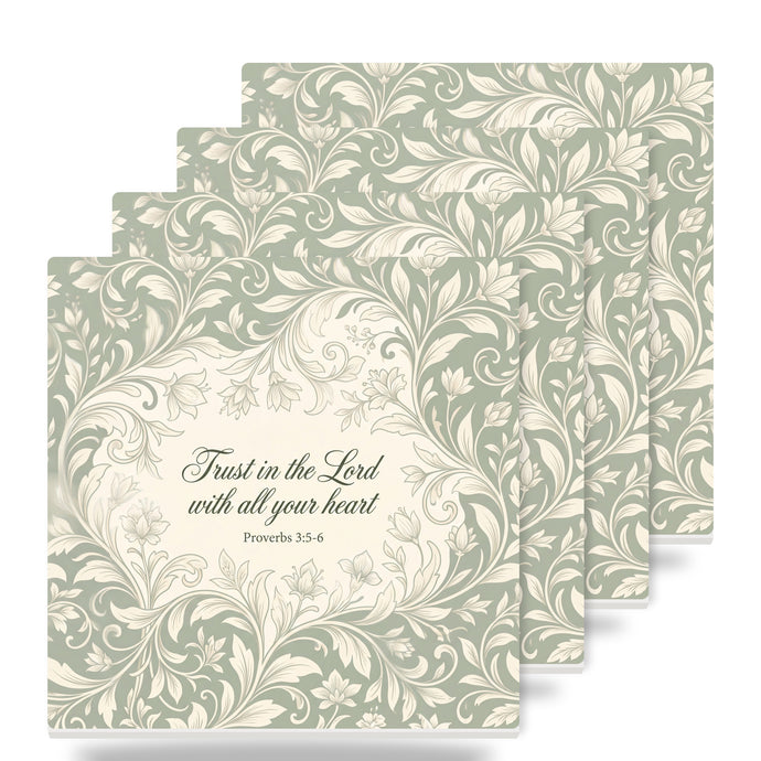 Proverbs 3:5 ceramic coasters set of 4