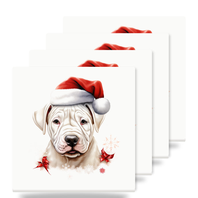 Dogo Argentino Puppy Drawing ceramic coasters set of 4