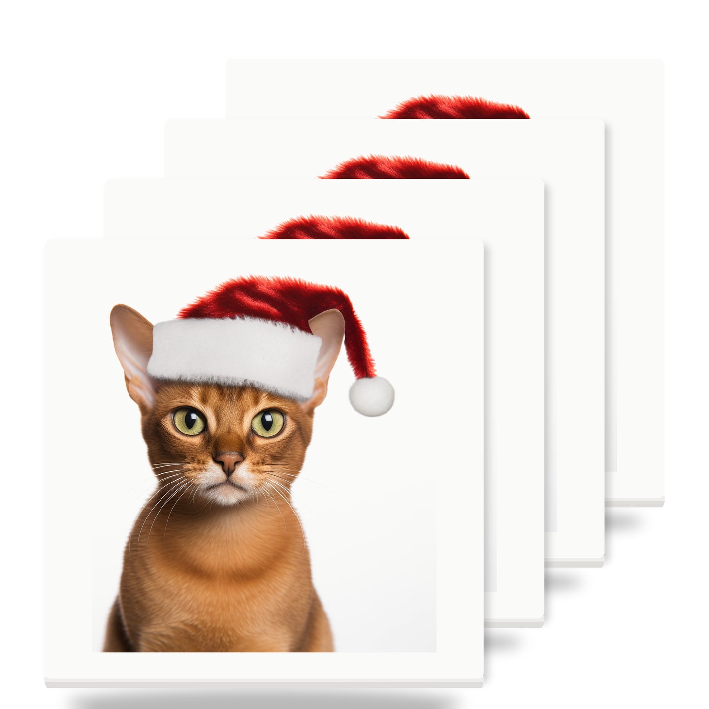 Abyssinian Cat ceramic coasters set of 4