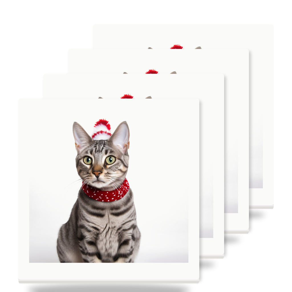 Egyptian Mau Cat ceramic coasters set of 4