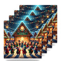 Christmas Market Carolers ceramic coasters set of 4