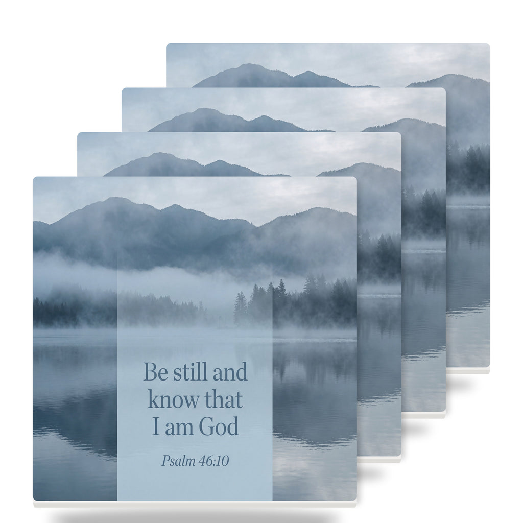 Be Still Psalm 46:10 ceramic coasters set of 4