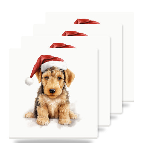 Airedale Terrier Puppy Drawing ceramic coasters set of 4
