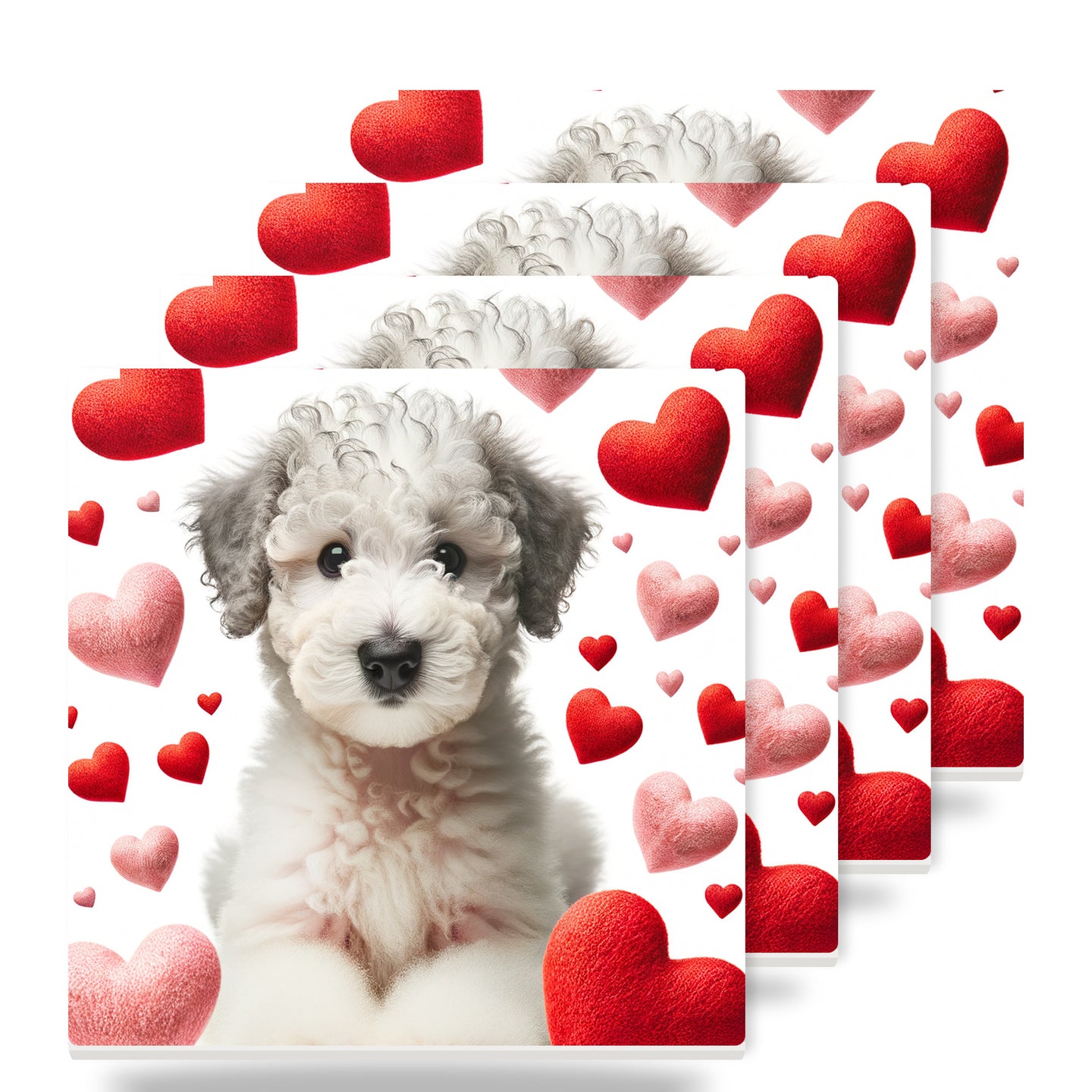 Bedlington Terrier ceramic coasters set of 4