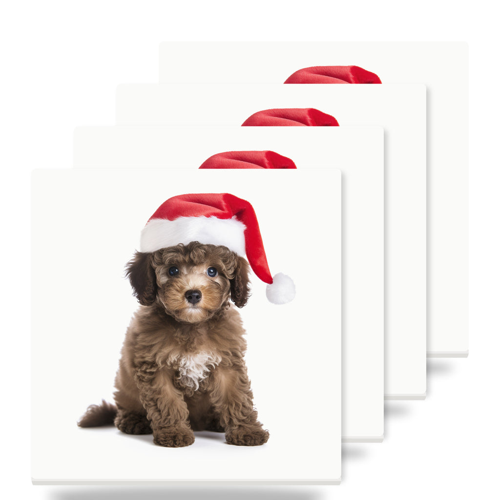 Poodle Puppy ceramic coasters set of 4