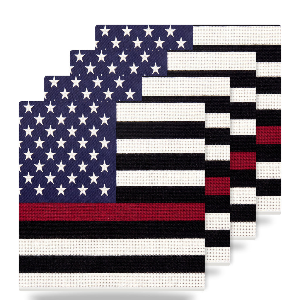 Thin Red Line Flag ceramic coasters set of 4