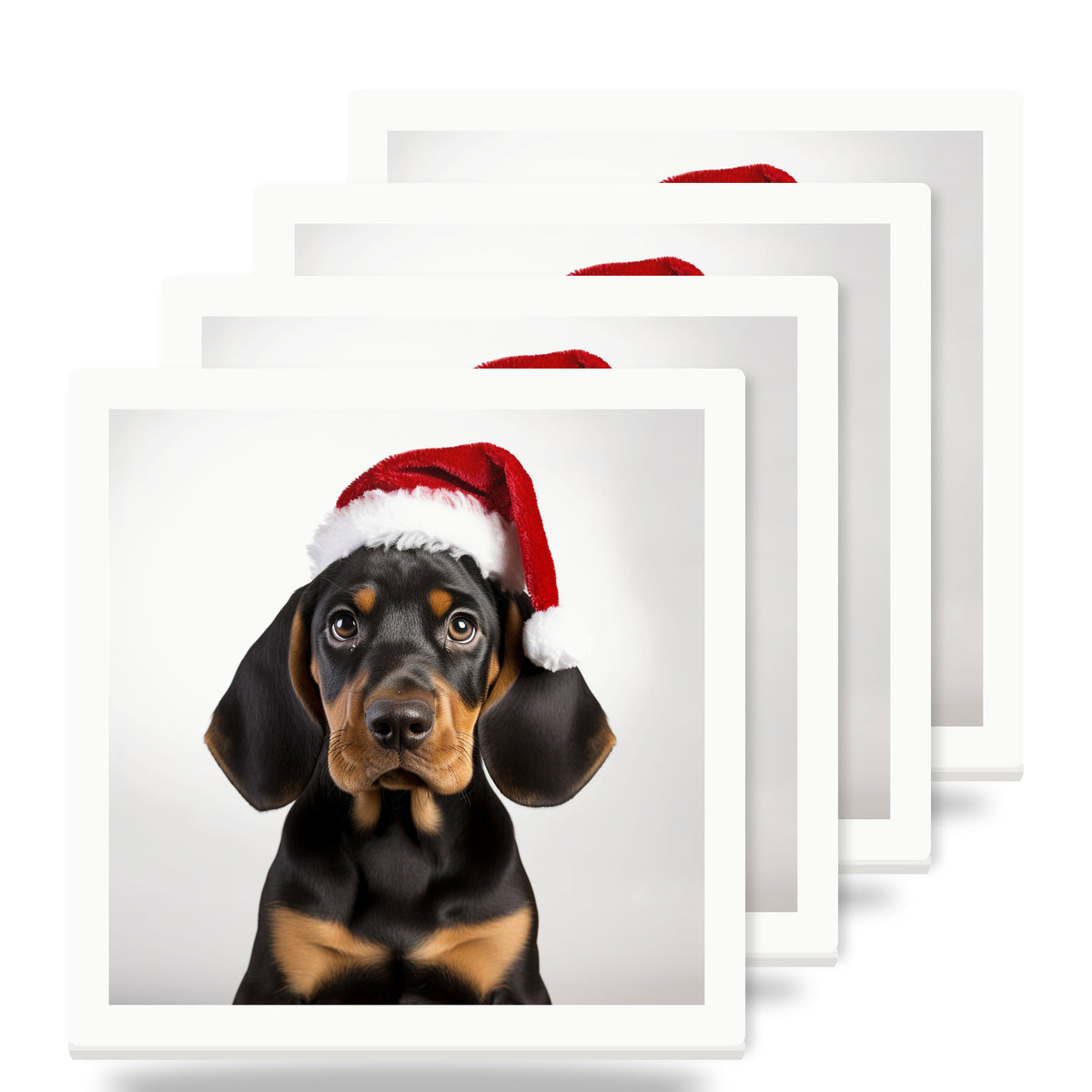 Black and Tan Coonhound Puppy ceramic coasters set of 4