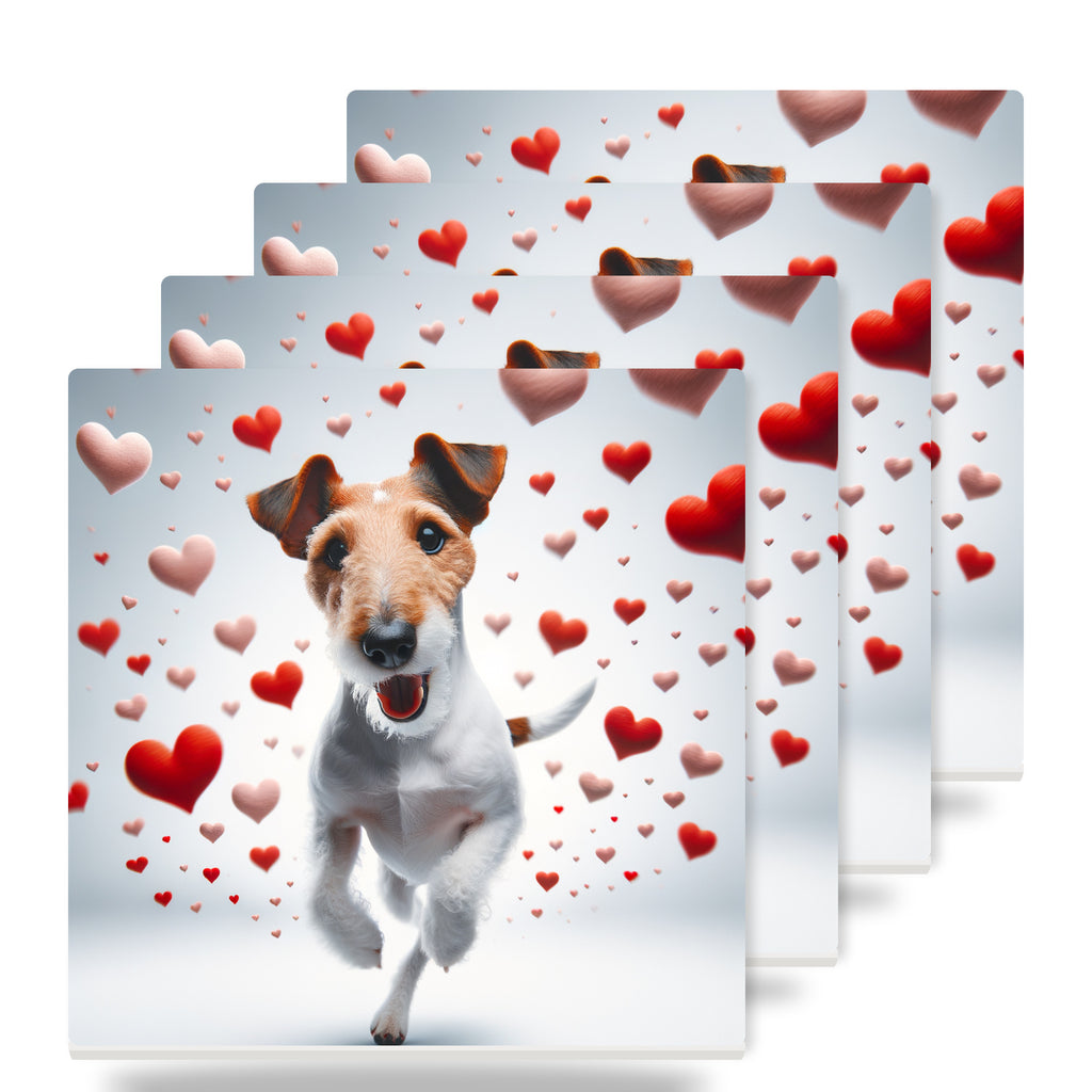 Wire Fox Terrier ceramic coasters set of 4