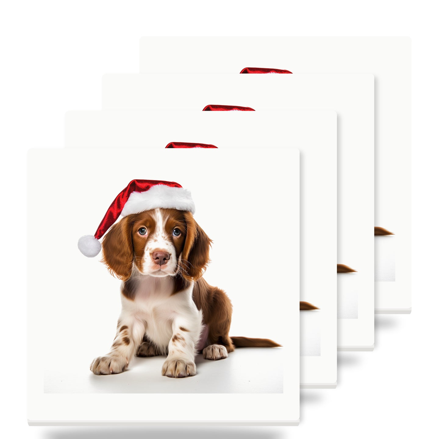 Irish Red and White Setter Puppy ceramic coasters set of 4