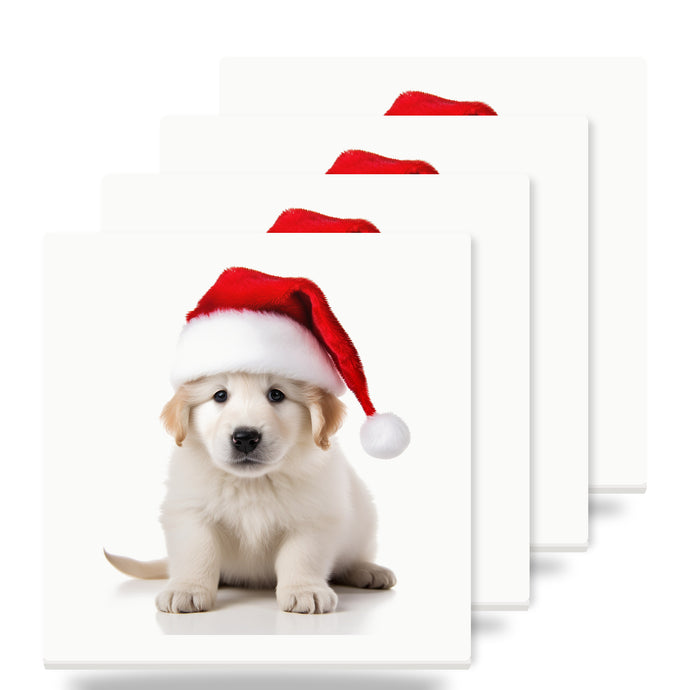Kuvaszok Puppy ceramic coasters set of 4