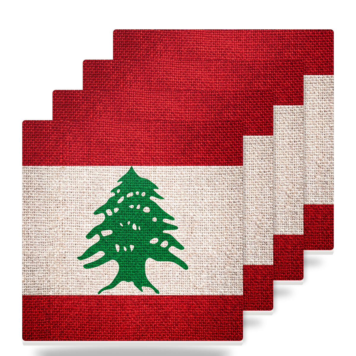 Lebanon Flag Pride ceramic coasters set of 4