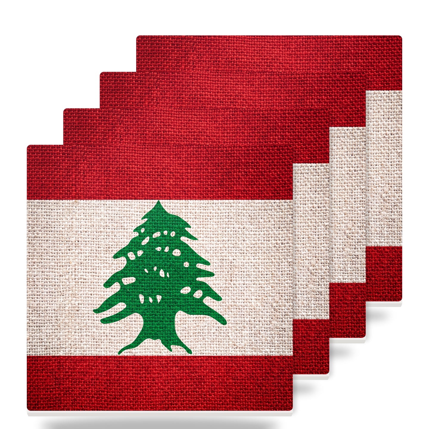 Lebanon Flag Pride ceramic coasters set of 4