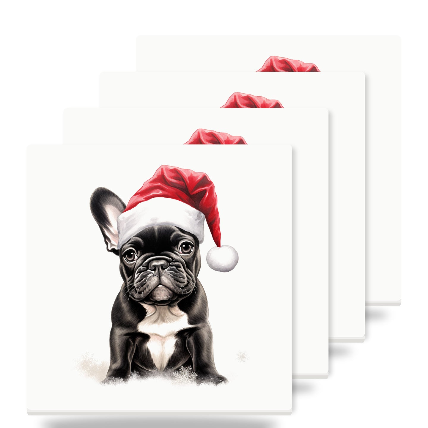 French Bulldog Puppy Drawing ceramic coasters set of 4