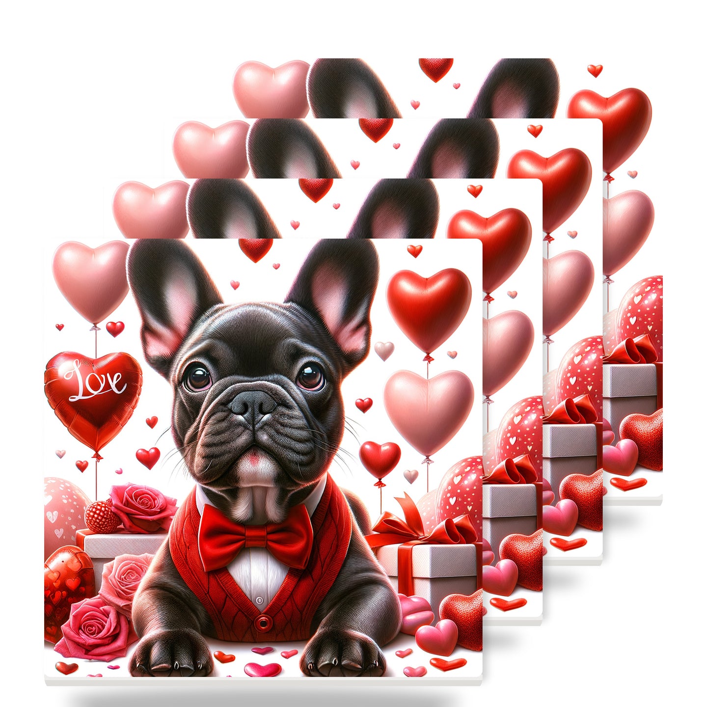 French Bulldog ceramic coasters set of 4