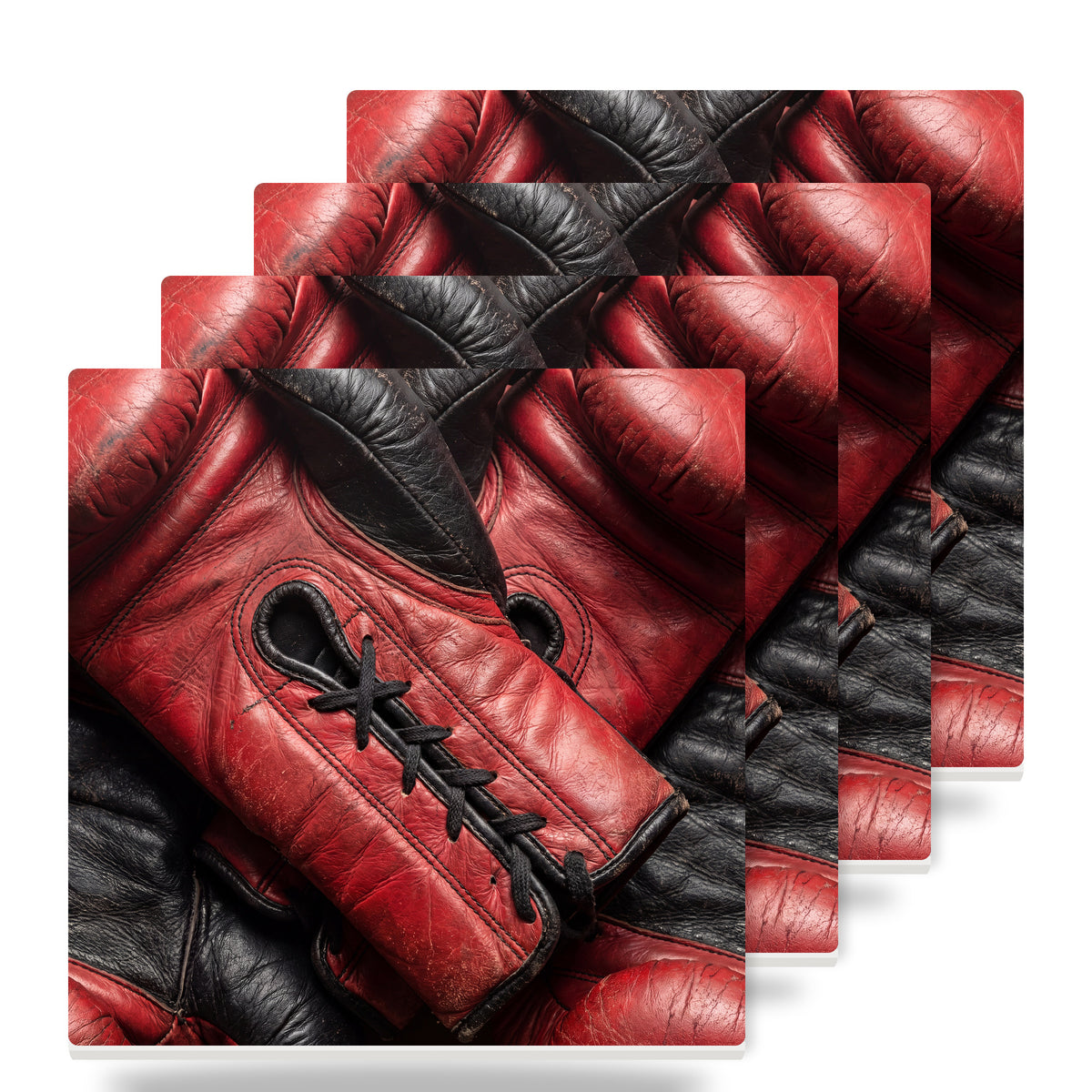 Boxing Gloves ceramic coasters set of 4