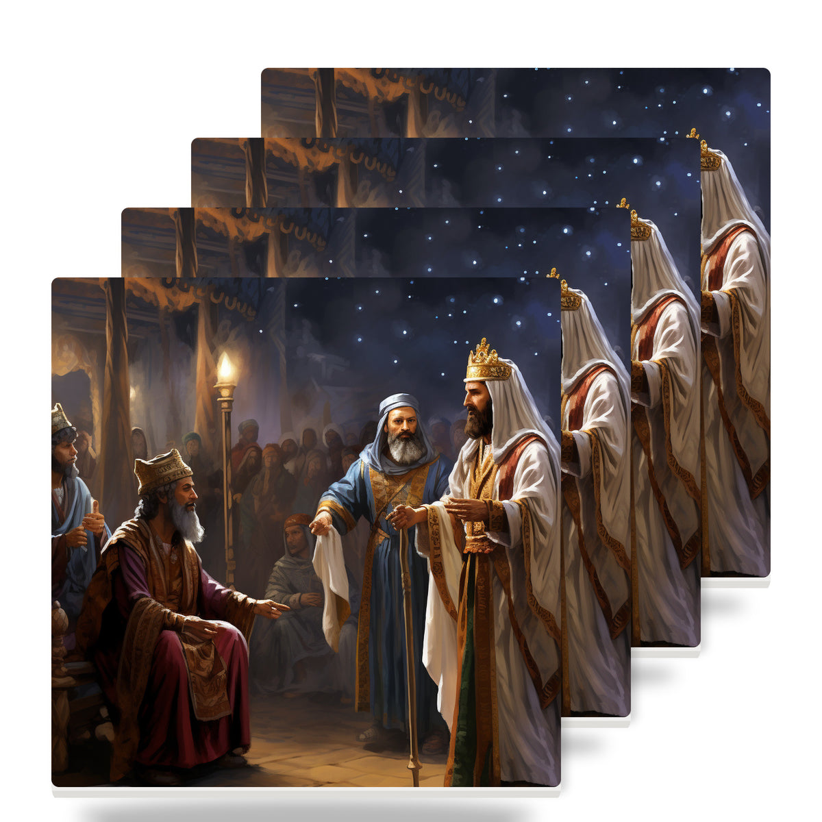 Starry Night Magi ceramic coasters set of 4