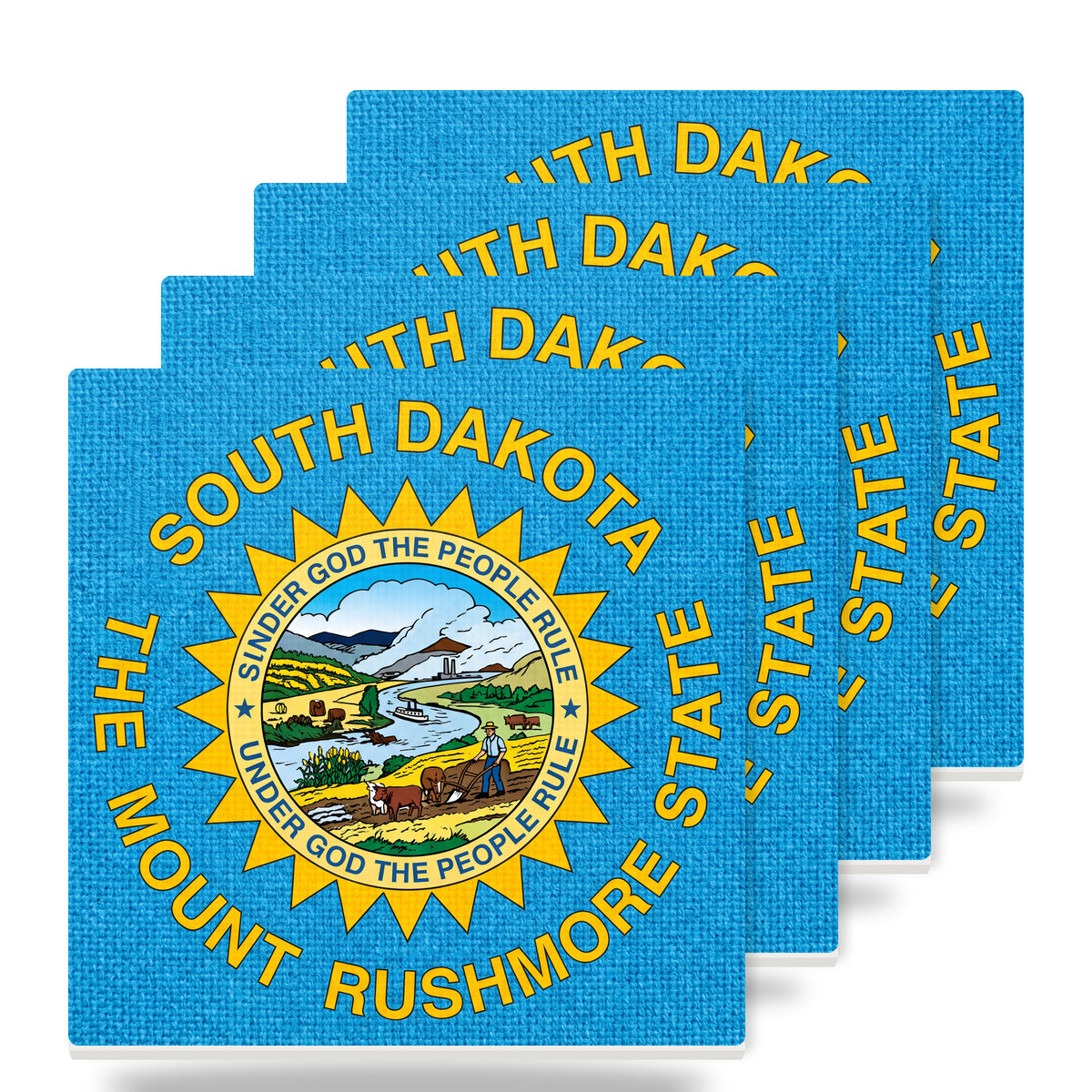 South Dakota State Flag ceramic coasters set of 4