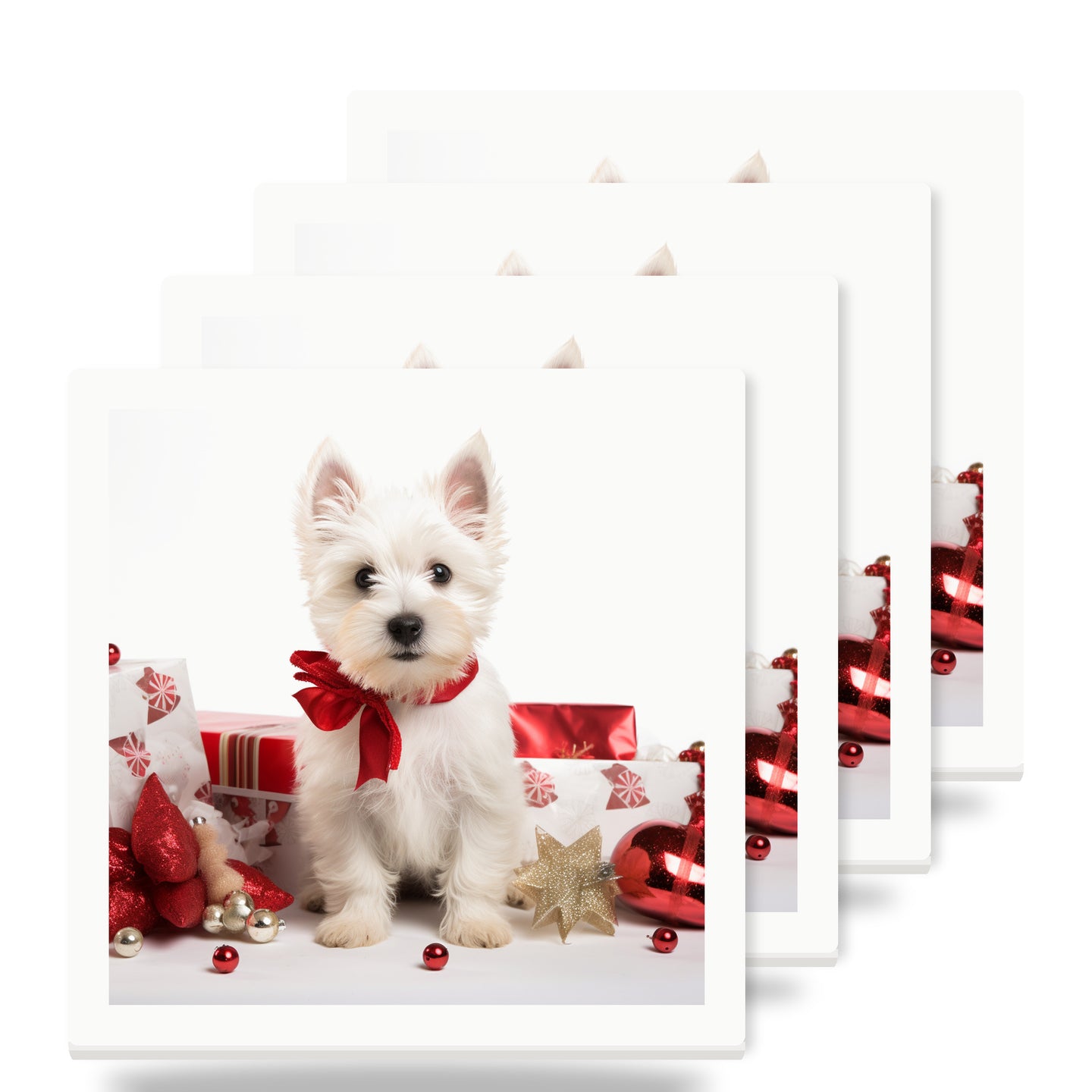 West Highland White Terrier Puppy ceramic coasters set of 4