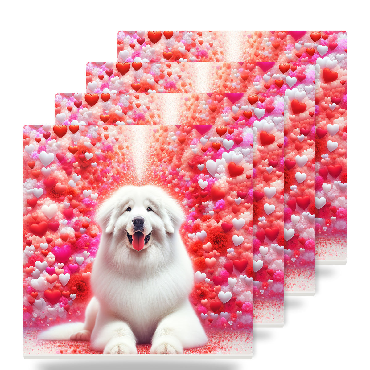 Great Pyrenees ceramic coasters set of 4