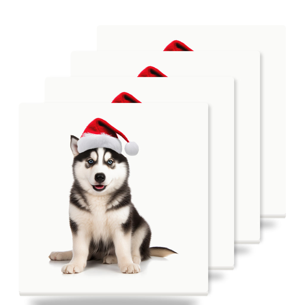 Siberian Husky ceramic coasters set of 4