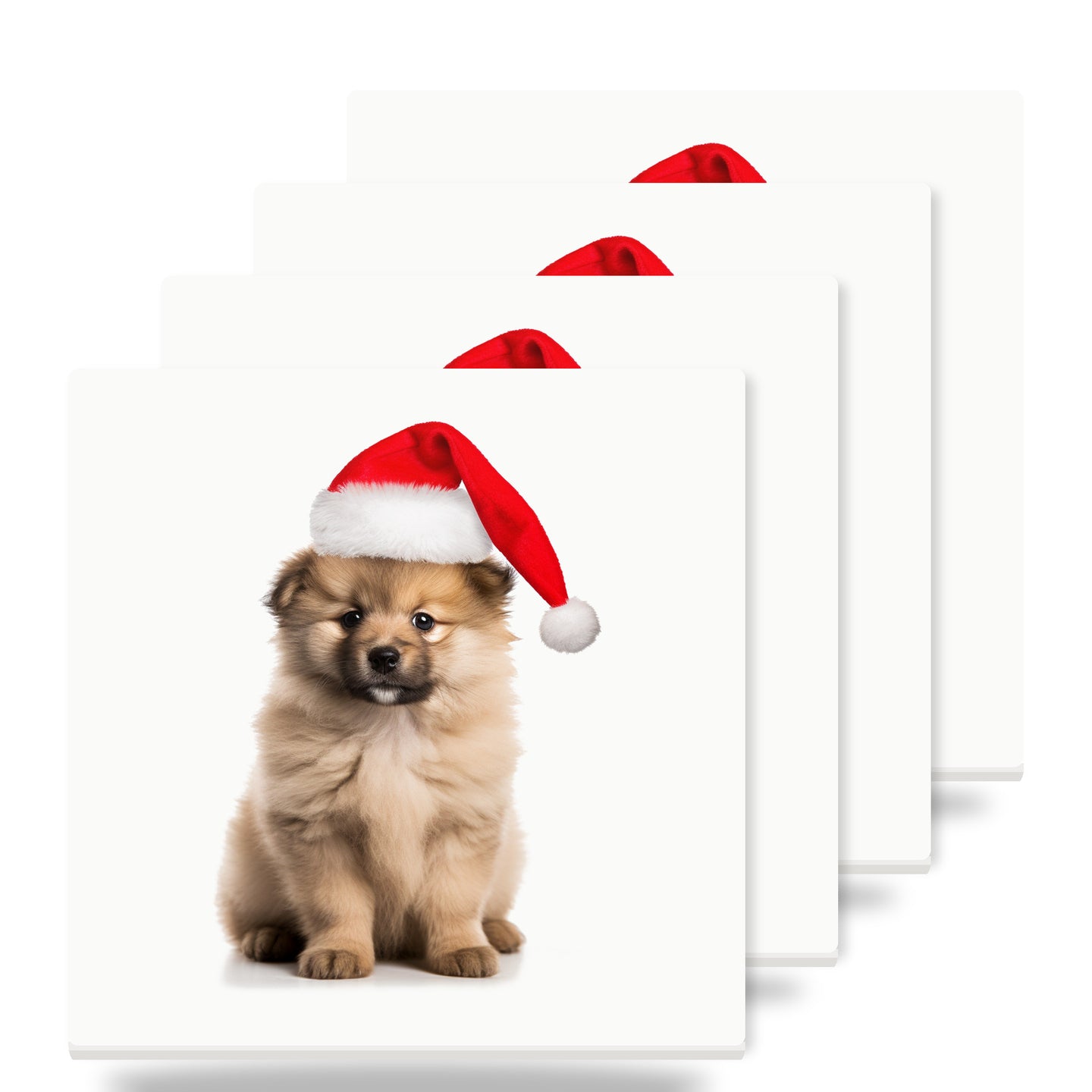 Keeshonden Puppy ceramic coasters set of 4