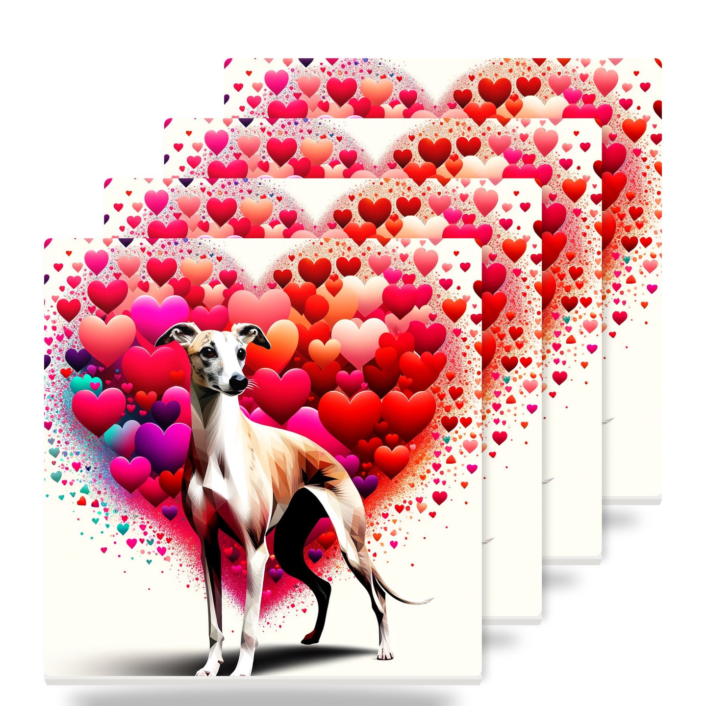 Whippet ceramic coasters set of 4