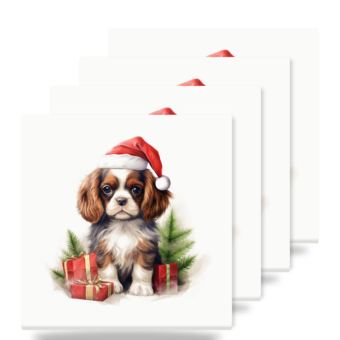English Toy Spaniel Puppy Drawing ceramic coasters set of 4