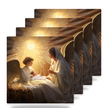Golden Nativity Angels ceramic coasters set of 4