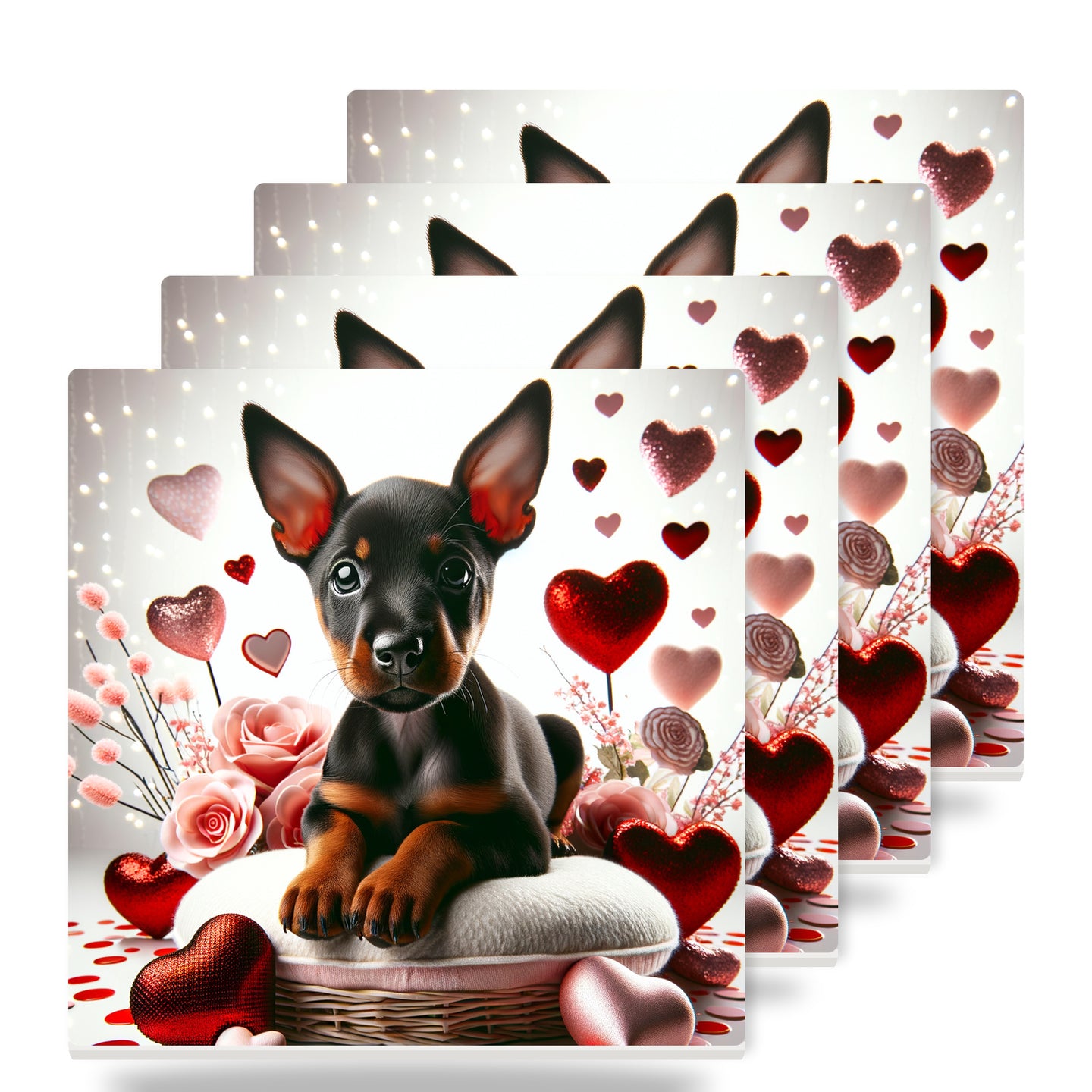 Doberman Pinscher ceramic coasters set of 4