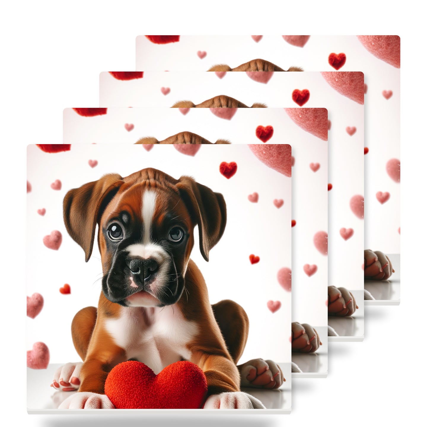 Boxer ceramic coasters set of 4