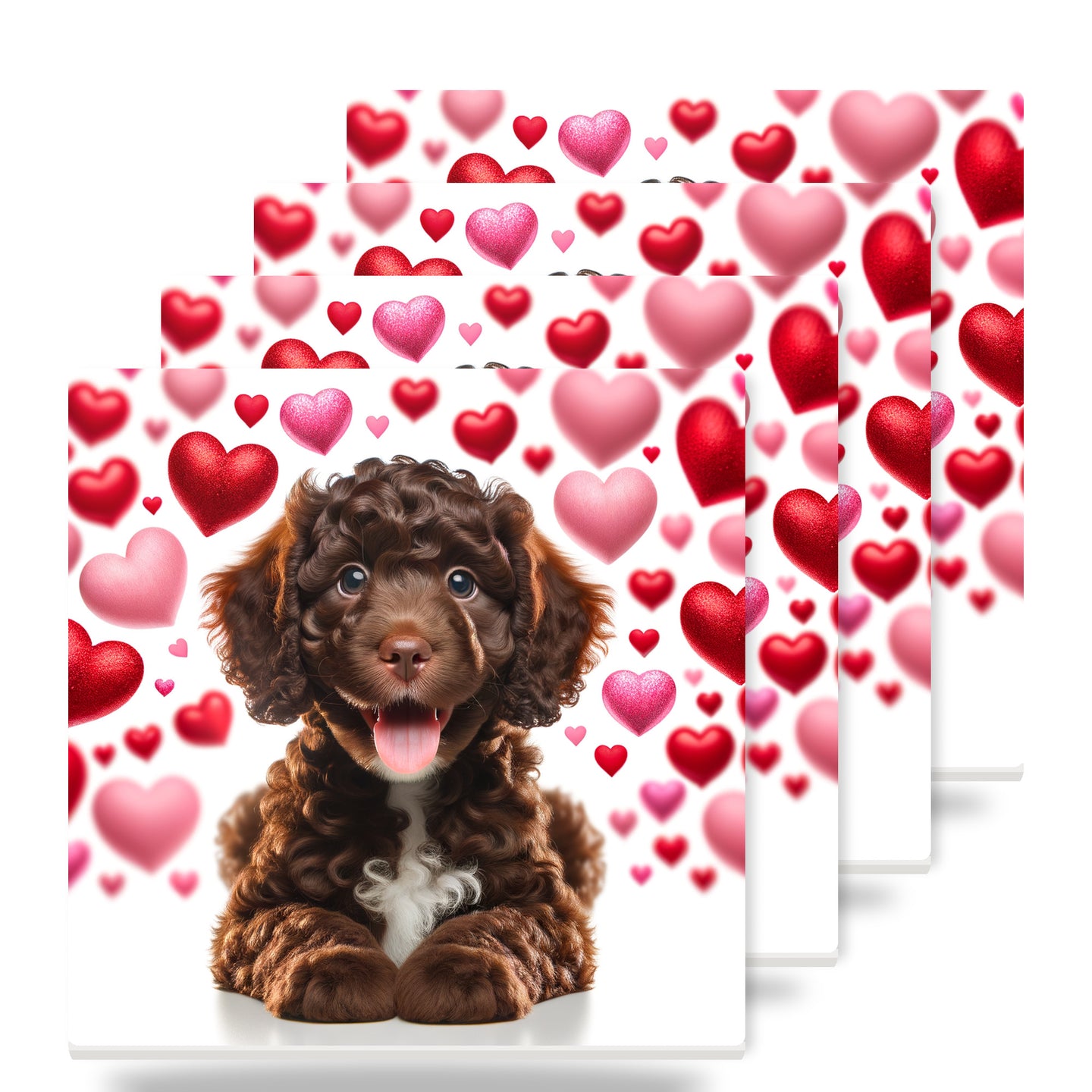Portuguese Water Dog ceramic coasters set of 4