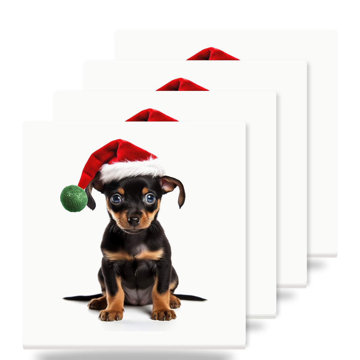 Miniature Pinscher Puppy ceramic coasters set of 4