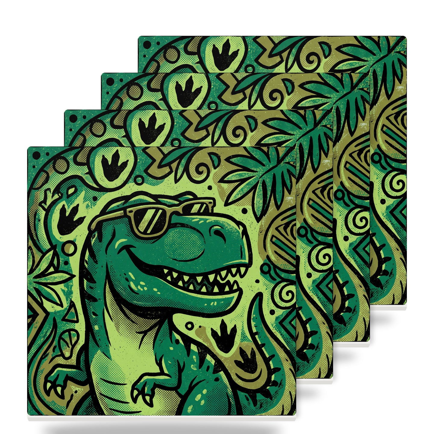 Dino T-Rex ceramic coasters set of 4