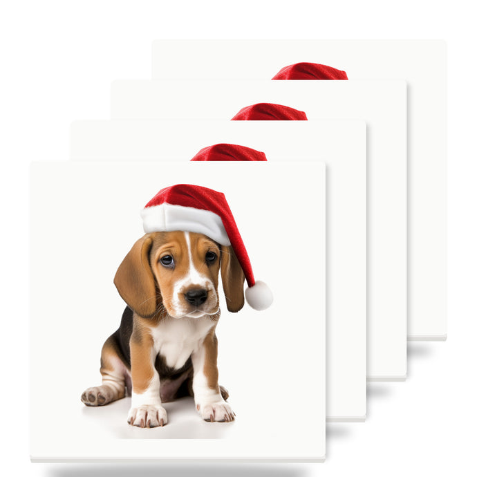 English Foxhound Puppy ceramic coasters set of 4