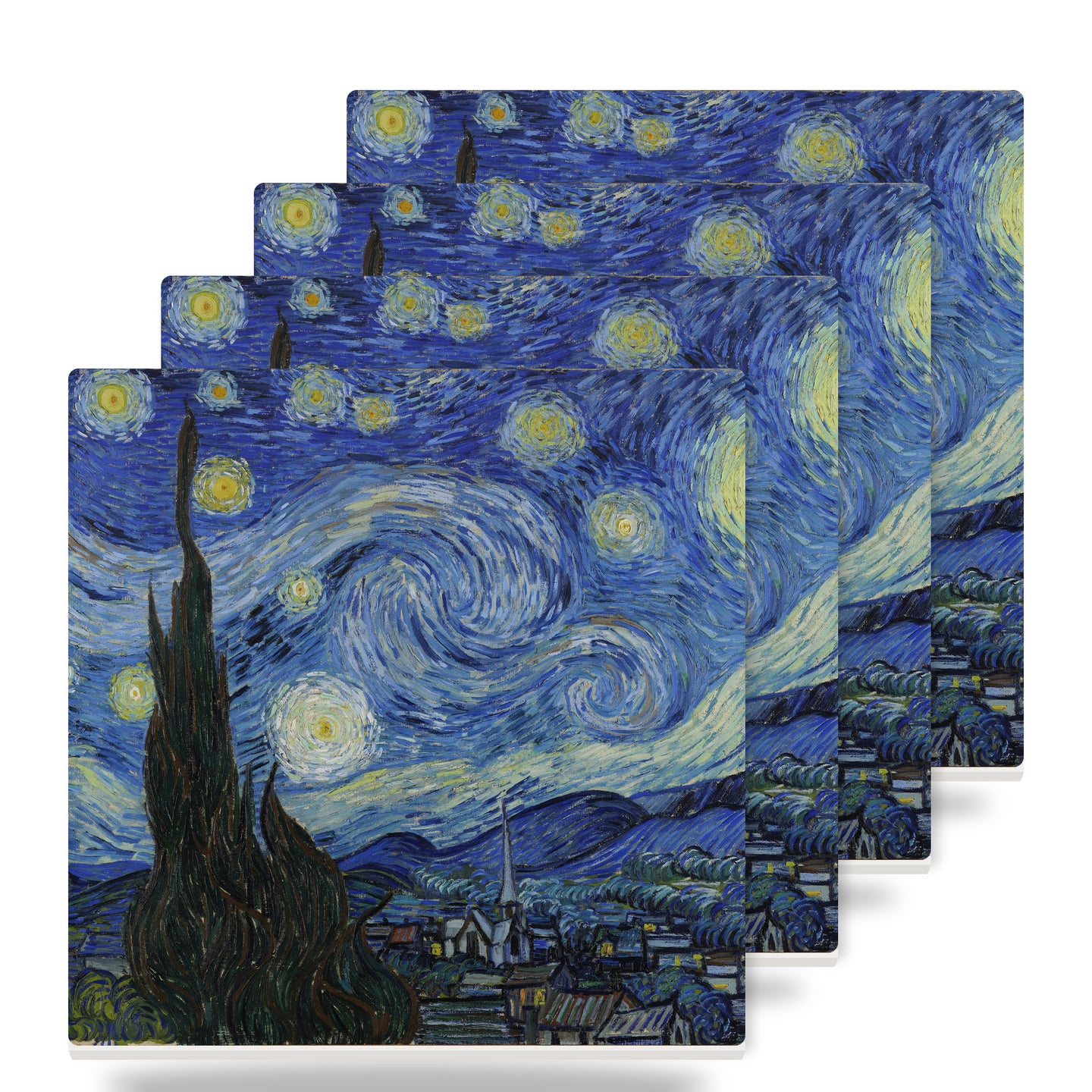 Starry Night ceramic coasters set of 4