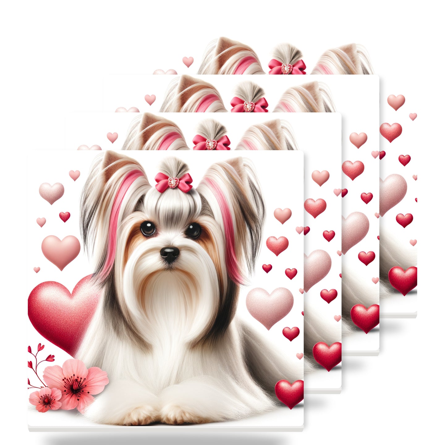 Biewer Terrier ceramic coasters set of 4