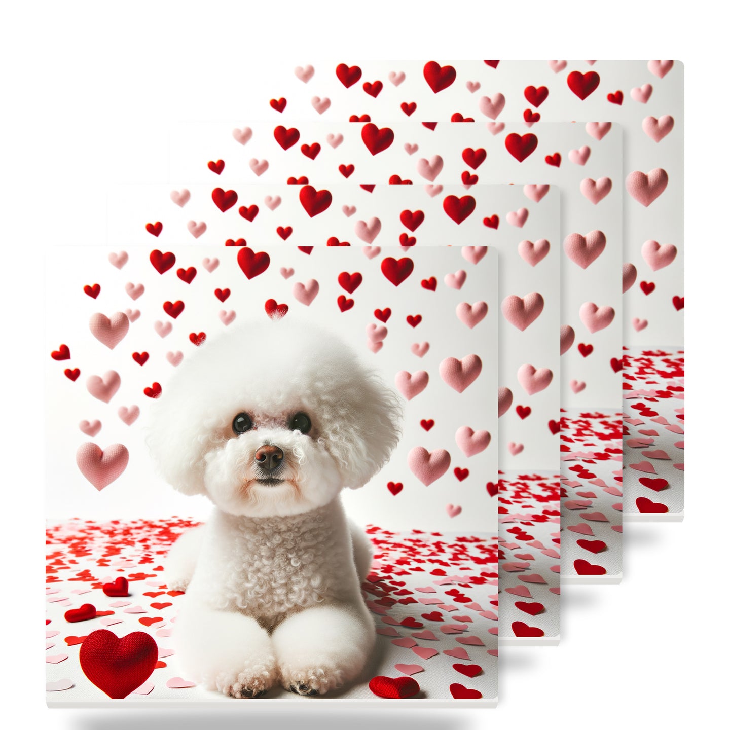 Bichon Frise ceramic coasters set of 4