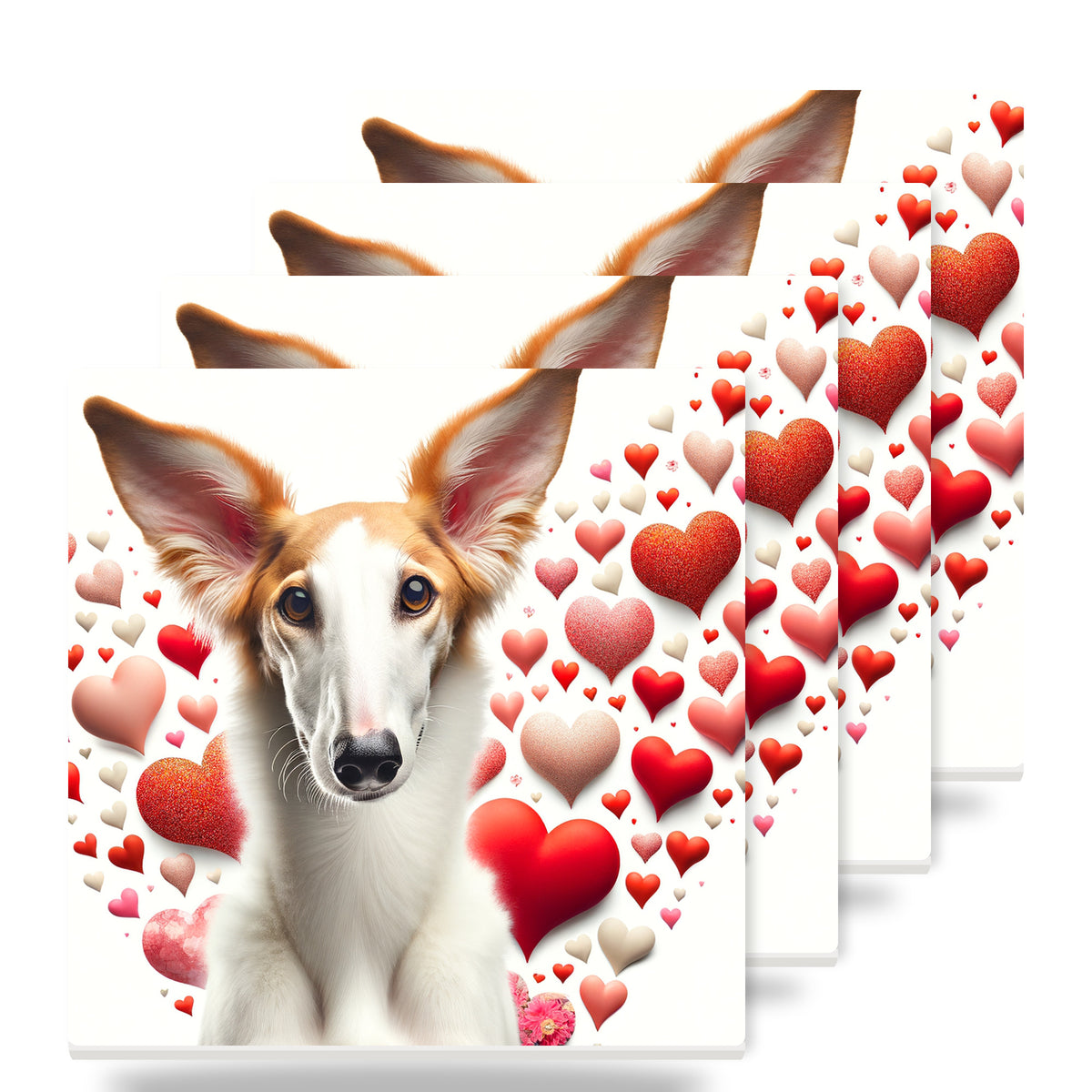 Borzoi ceramic coasters set of 4