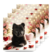 Pomeranian ceramic coasters set of 4