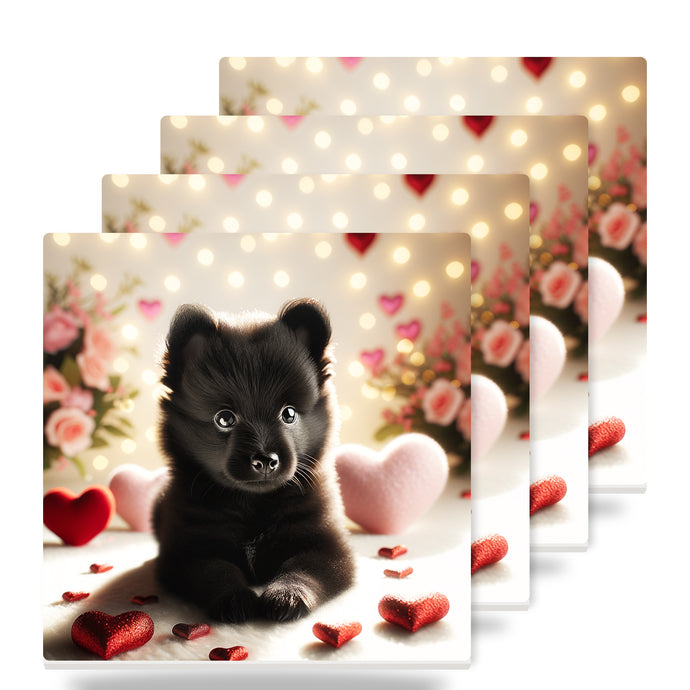 Pomeranian ceramic coasters set of 4