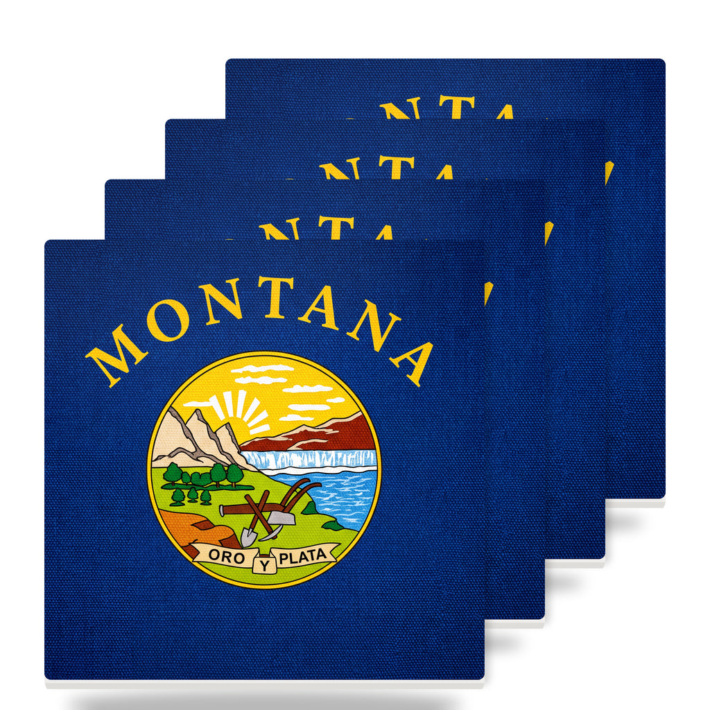Montana State Flag ceramic coasters set of 4
