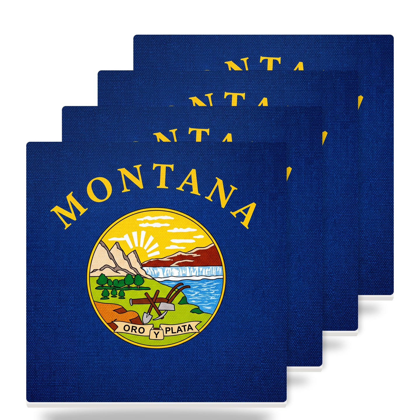 Montana State Flag ceramic coasters set of 4