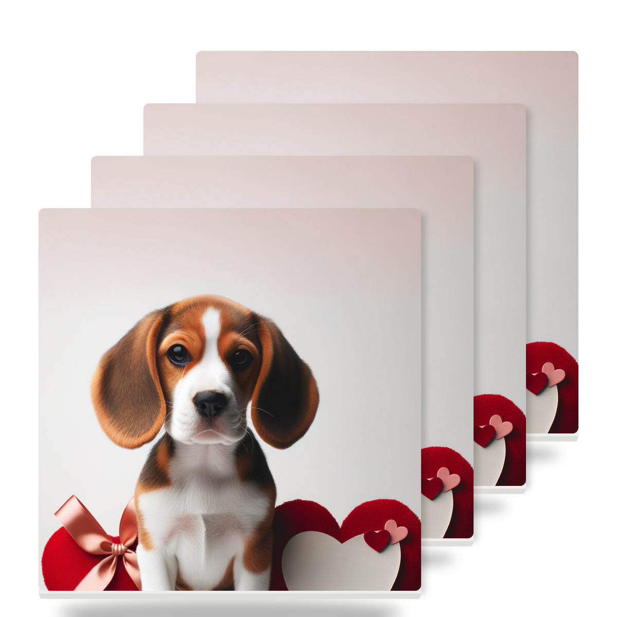 Beagle ceramic coasters set of 4
