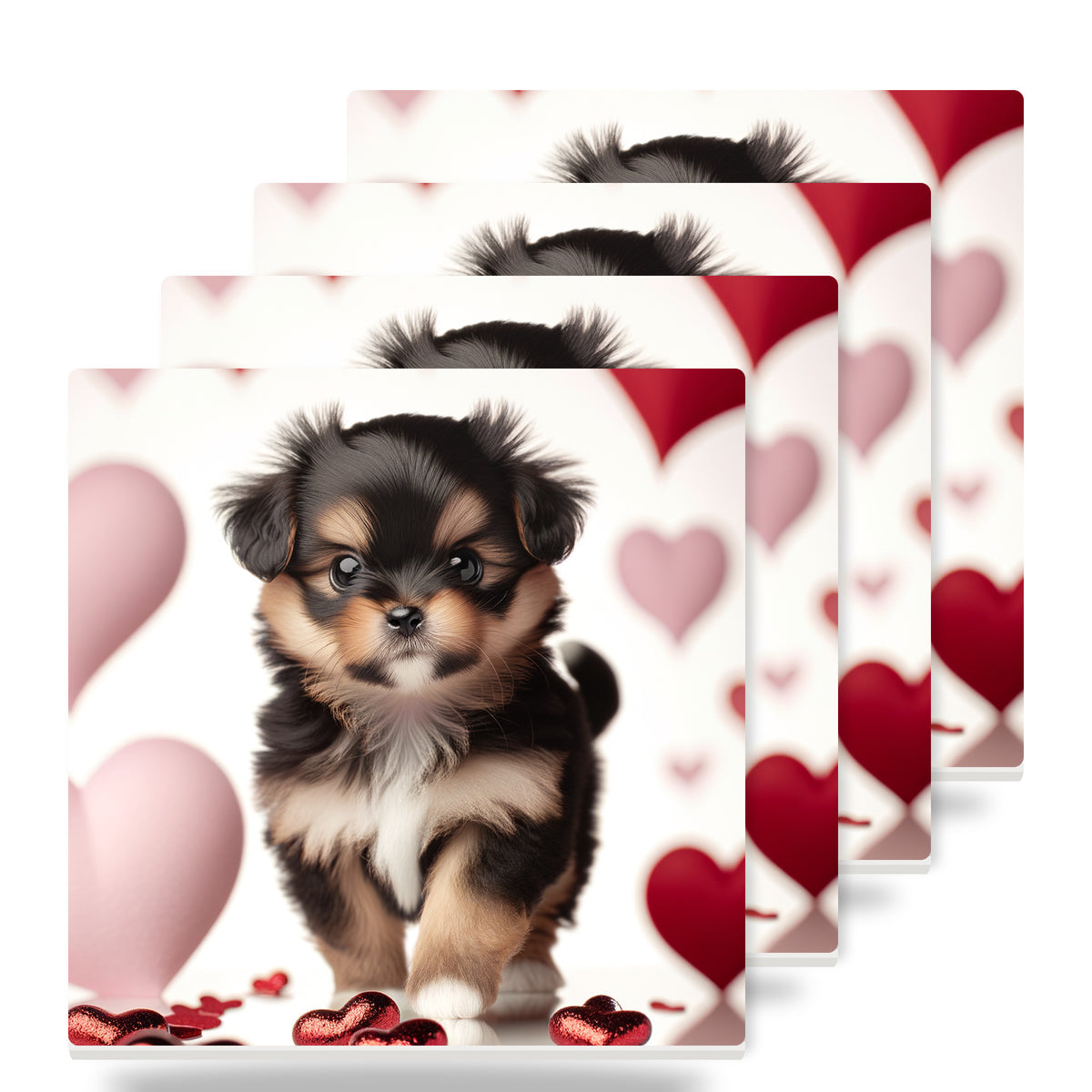 Pomeranian ceramic coasters set of 4