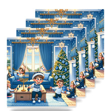 Blue Hanukkah Celebration ceramic coasters set of 4