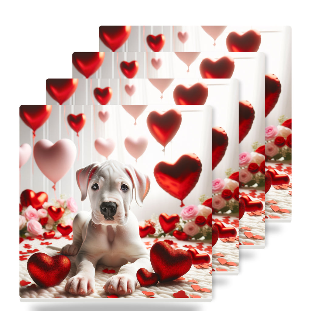 Dogo Argentino ceramic coasters set of 4