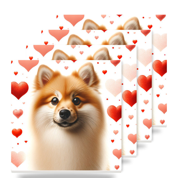 Pomeranian ceramic coasters set of 4