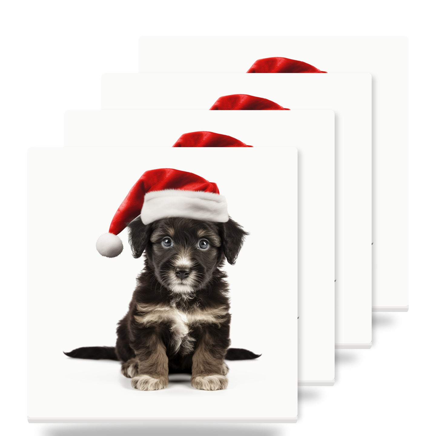 Mudi Puppy ceramic coasters set of 4